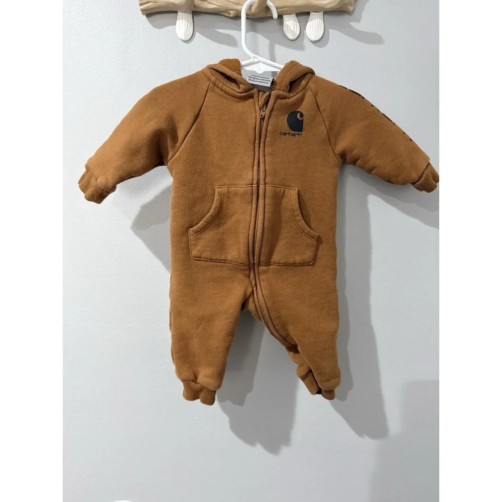 Carhartt Baby 3M Brown Zip Up Hooded One Piece Infant One Piece V